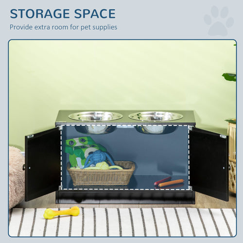 Restpaw raised dog feeder cabinet storage compartment open