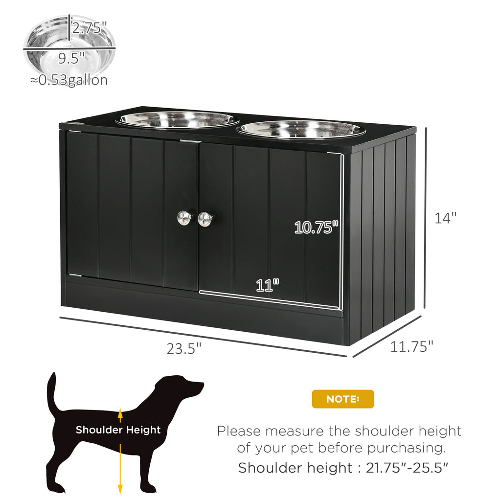Large dog eating comfortably from the Restpaw elevated feeding station
